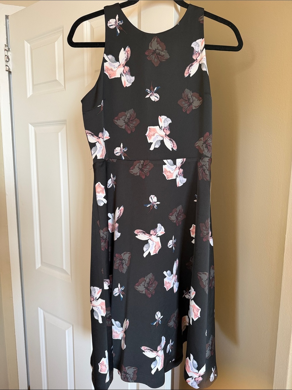Banana Republic Black Floral Fit-and-Flare Dress